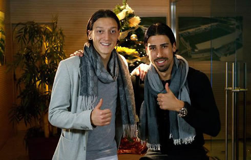 The Germans Mesut Ozil and Khedira, in Real Madrid Christmas event