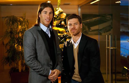 Sergio Ramos and Xabi Alonso in Real Madrid Christmas event