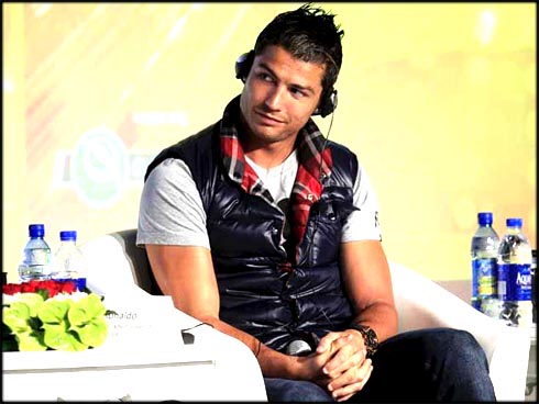 Cristiano Ronaldo, in the United Arab Emirates, at Dubai's Globe Soccer awards (sports conference)