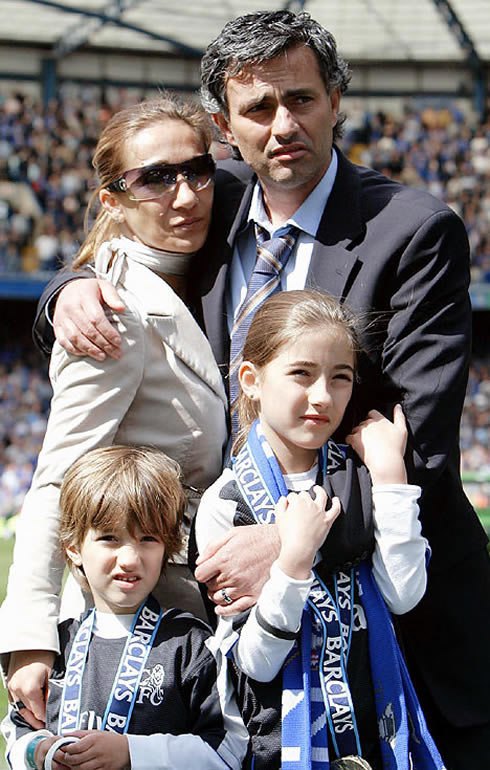 José Mourinho and his family, wife and sons
