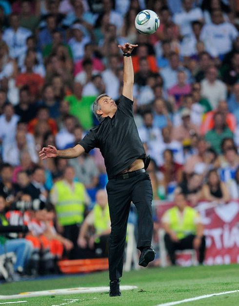 José Mourinho playing as a goalkeeper