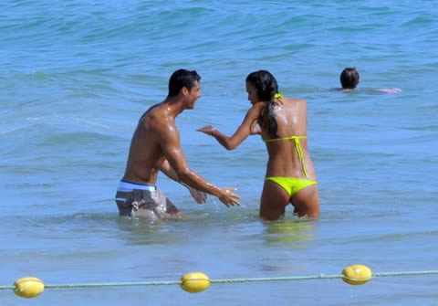 CR7 and Irina Shayk playing around in the sea