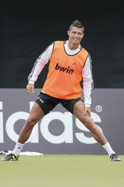 Ronaldo smiling and stretching