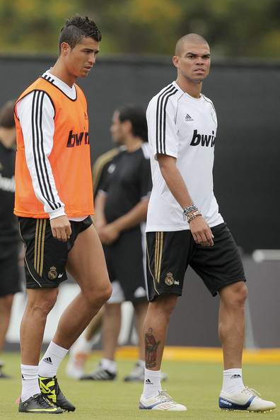 Cristiano Ronaldo walking side by side with Pepe