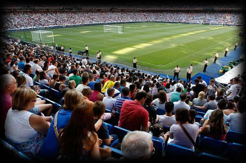 Santiago bernabeu crowded for training session