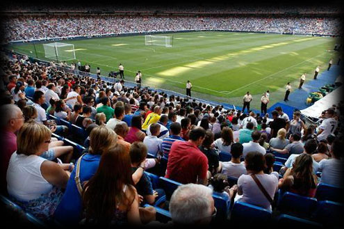 Santiago bernabeu crowded for training session