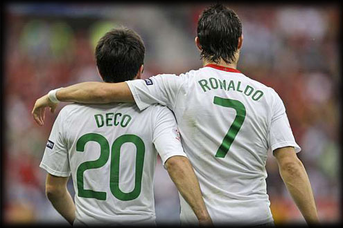 Deco and Cristiano Ronaldo playing for Portugal