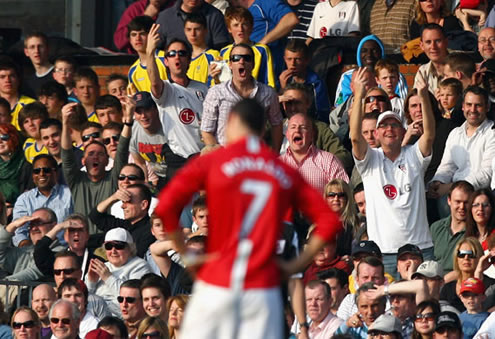 Cristiano Ronaldo being booed and insulted when playing for Manchester United, in England