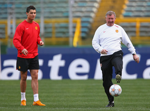 Cristiano Ronaldo and Sir Alex Ferguson in Manchester United