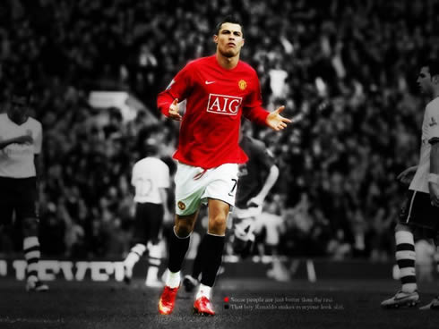 Cristiano Ronaldo in a Manchester United jersey