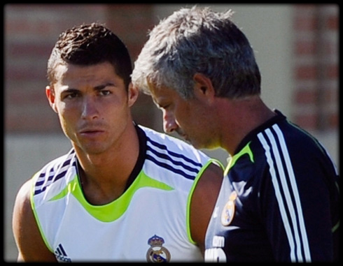 Cristiano Ronaldo talking to José Mourinho
