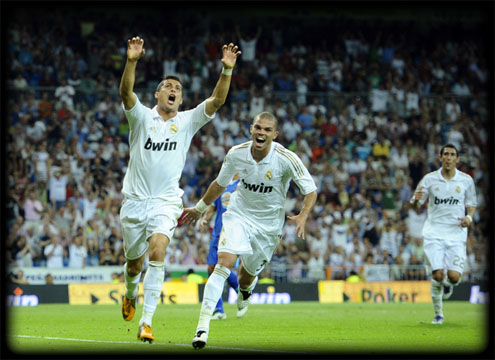 Cristiano Ronaldo celebrating the goal with gestures for his son against Getafe