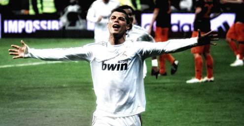 Cristiano Ronaldo celebrating alone, with arms wide open