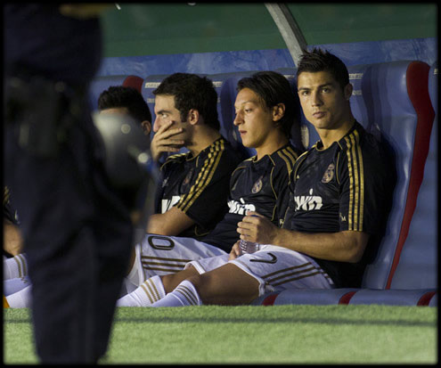 Cristiano Ronaldo in Real Madrid bench, in the match between Levante and Real Madrid, for La Liga 2011-2012