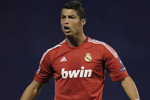 Cristiano Ronaldo looking badass in the new Real Madrid red jersey for the 2011-2012 season campaign