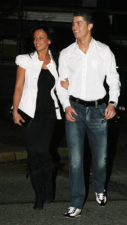 Nereida Gallardo holding Cristiano Ronaldo arm in 2008, when they were dating each other