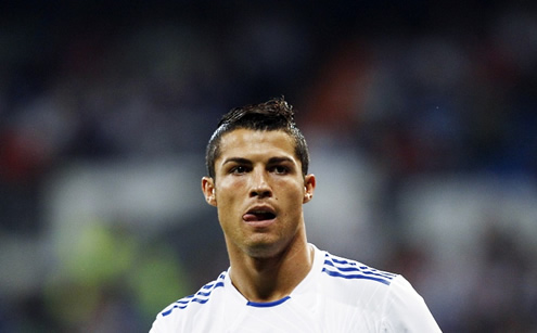 Cristiano Ronaldo ambition, with his tongue licking his lips