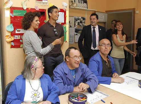 Cristiano Ronaldo in surprise visit to a solidarity/charity centre, called 