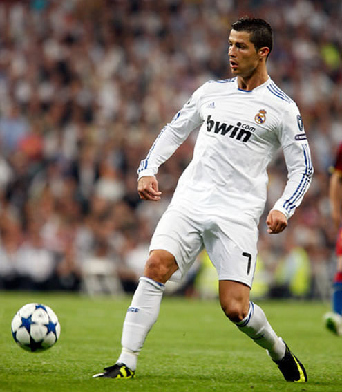 Cristiano Ronaldo goes down the line to get a cross in World Cup's match between Portugal and Ivory Coast