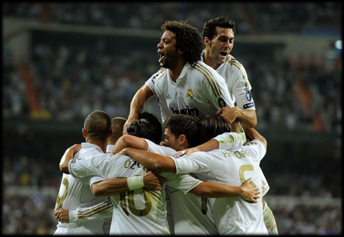 Real Madrid players celebrating