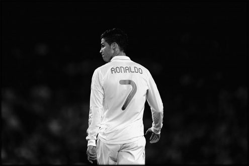 Cristiano Ronaldo in Real Madrid white jersey, number 7 in 2011/2012
