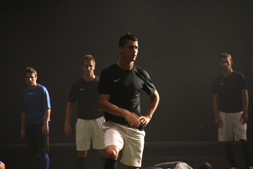 Cristiano Ronaldo stands still during the making of BES promotional video