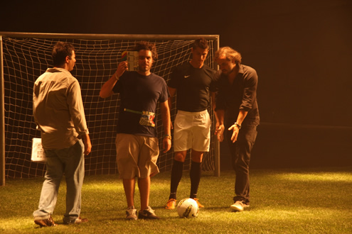 Cristiano Ronaldo receiving instruction on what to do during the shooting of BES marketing video