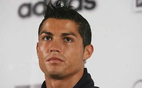 Cristiano Ronaldo looking very serious and focused