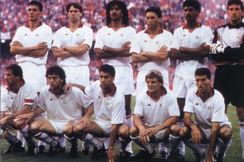 AC Milan team photo, in the 1988-1989 and 1989-1990 seasons, winners of two European Cups
