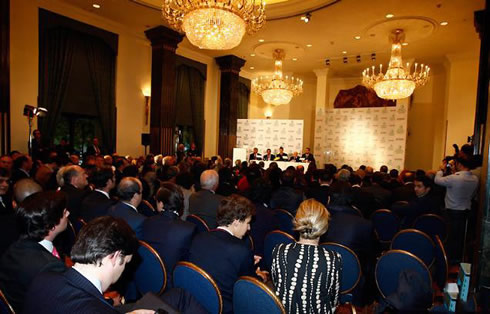 The Golden Shoe ceremony room, where Cristiano Ronaldo was about to receive the Golden Shoe award